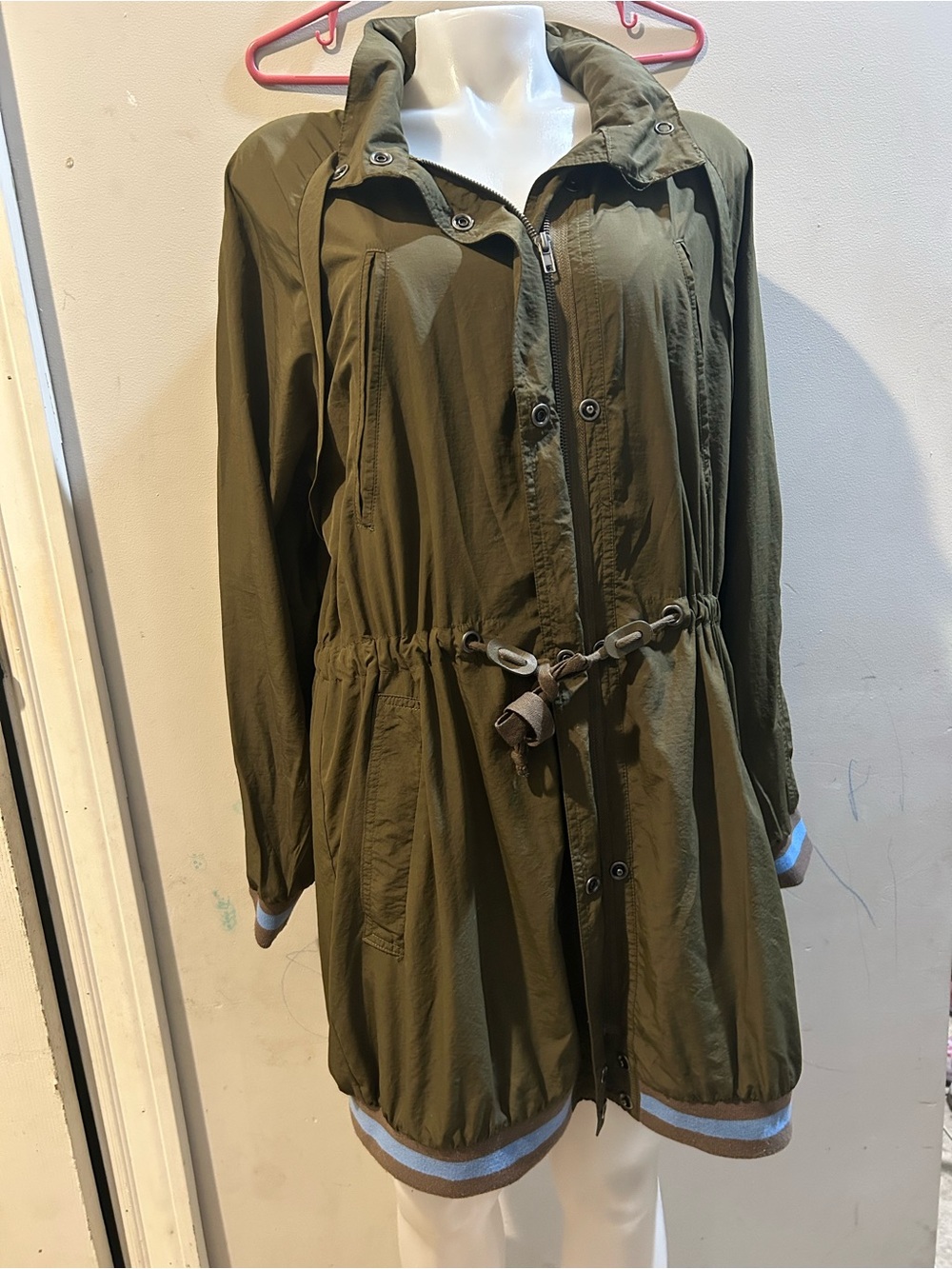 Free People Olive Green Drawcord Anorak Jacket
